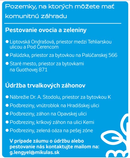 Hľadáme majiteľov komunitných záhrad