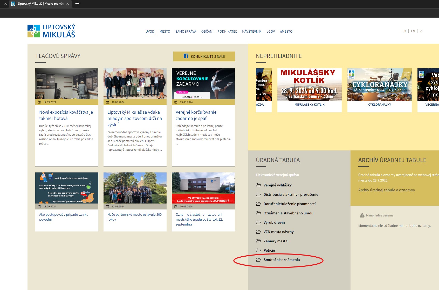 Kto nás opustil? Dozviete sa už aj na mestskom webe
