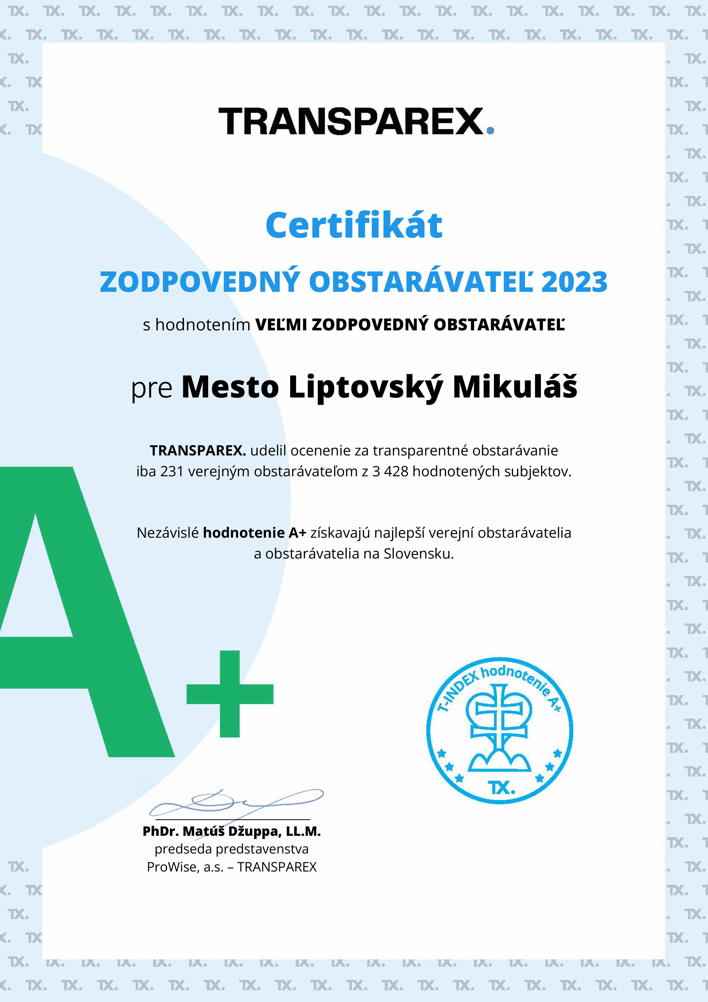 Získali sme ocenenie Zodpovedný verejný obstarávateľ 2023